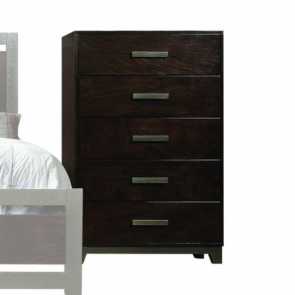 HomeRoots Amelia Walnut 5-Drawer Chest of-Drawers ( 16 in. W x 52 in. H)