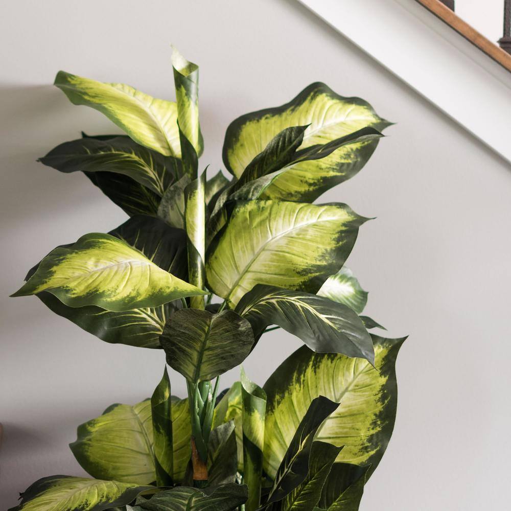 Tiny Green and Yellow Plastic Leopard Lily Faux Floor Plant