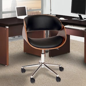 Julian 33 in. Black Faux Leather and Chrome Finish Modern Office Chair