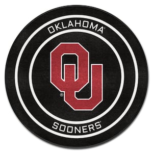 Oklahoma Black 2 ft. Round Hockey Puck Accent Rug