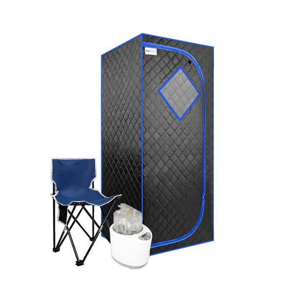 Unbranded 1-Person Full body Black Steam Sauna with Foldable Chair