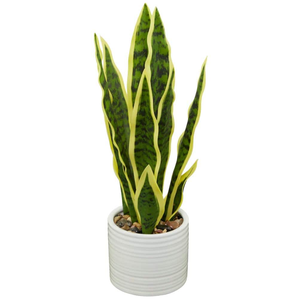 17 in. H Snake Artificial Plant with Realistic Leaves and White Porcelain Pot price history on PriceWatchPro