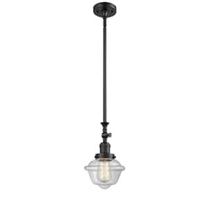 Oxford 1-Light Matte Black Schoolhouse Pendant Light with Clear Glass Shade