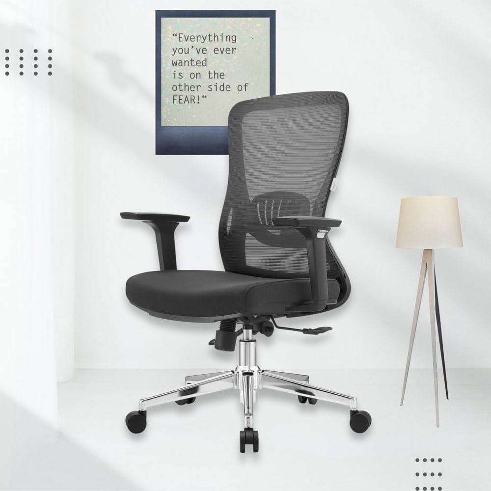 Office Chair Ergonomic Mid-Back Mesh Computer Chair with Swivel and Tilt Adorit Series in Black
