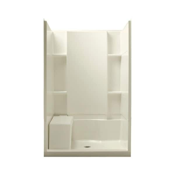 STERLING Accord Seated 36 in. x 48 in. x 74-1/2 in. Shower Kit in Biscuit