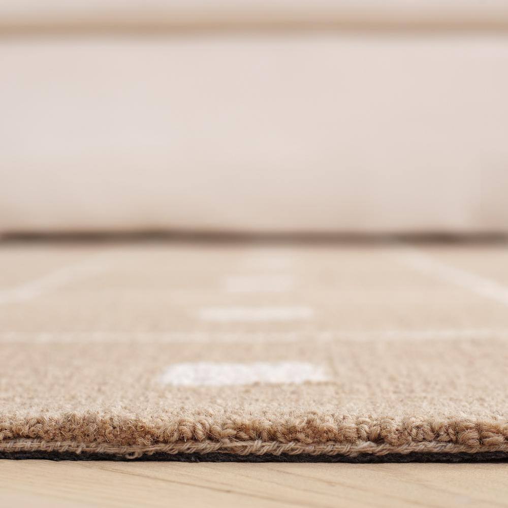 Beige and Ivory Geometric Wool Tufted Rug, 5' x 8'