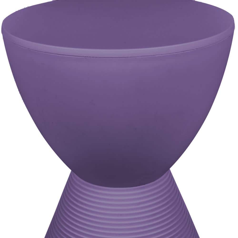 Purple Ribbed Round Plastic End Table