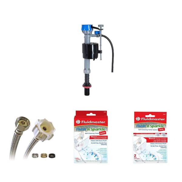 Click Seal 20 in. Toilet Connector, Fill Valve, and Flush n Sparkle Bleach Cleaning System with Refills (2-Pack)