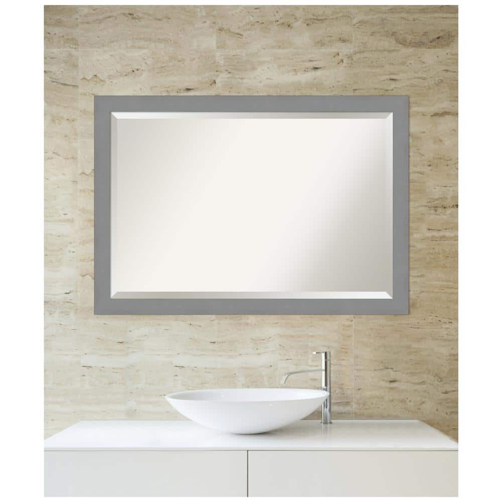 Elegant Brushed Nickel 39.5" x 27.5" Rectangular Vanity Mirror