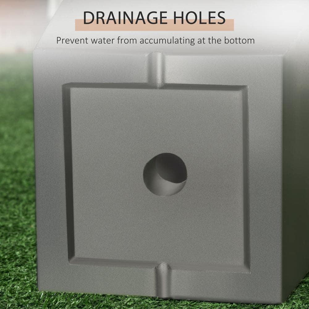 Magnesium Oxide Modern Outdoor Planters with Drainage, Gray, 2-Pack