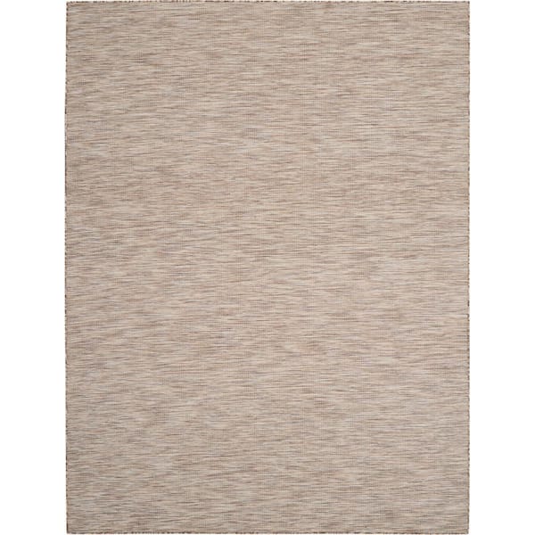 Nourison Positano Beige 9 ft. x 12 ft. Solid Contemporary Indoor/Outdoor Patio Area Rug