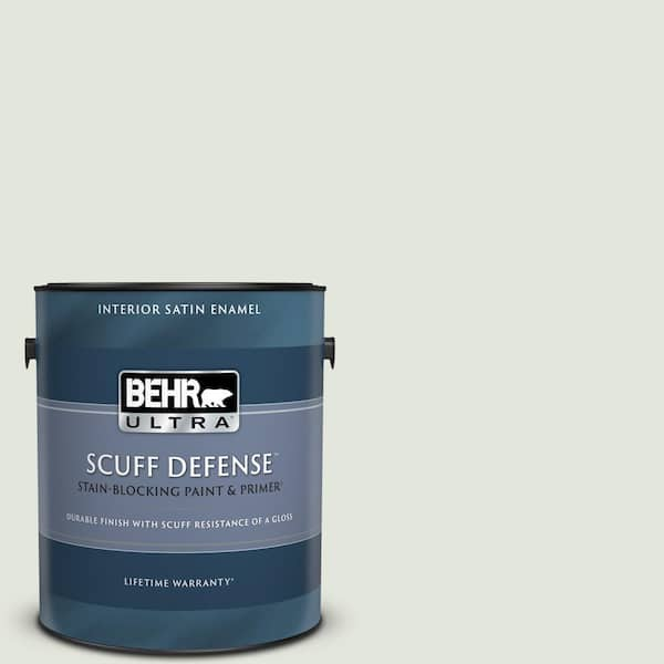 BEHR ULTRA 1 gal. #BL-W06 Whispering Waterfall Extra Durable Satin Enamel Interior Paint & Primer