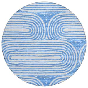 HomeRoots Merlot 8 ft. Round Woven Abstract Round Indoor/Outdoor Area ...