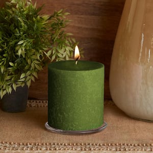 4 in. x 4 in. Timberline Dark Olive Unscented Pillar Candle