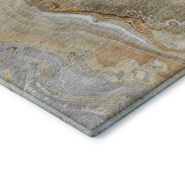 Mayfield Premium Machine Washable Abstract AMF1681 Pewter 5 ft. x 7 ft. 6 in. Area Rug