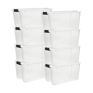 Sterilite 70 qt. Clear Plastic Stackable Storage Bin w/ White Latch Lid ...