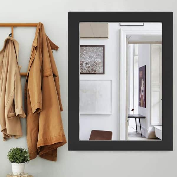30 in. W x 40 in. H Simple Rectangular Black Wood Frame Bathroom Mirror Vanity Mirror Wall Mirror/Floor Mirror
