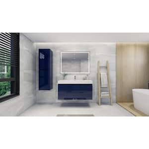 Fortune 48 in. W Bath Vanity in High Gloss Night Blue with Reinforced Acrylic Vanity Top in White with White Basin