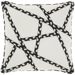 Black Geometric 18 in. x 18 in. Indoor/Outdoor Throw Pillow