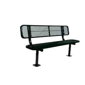 6 ft. Diamond Black Commercial Park Bench with Back Surface Mount