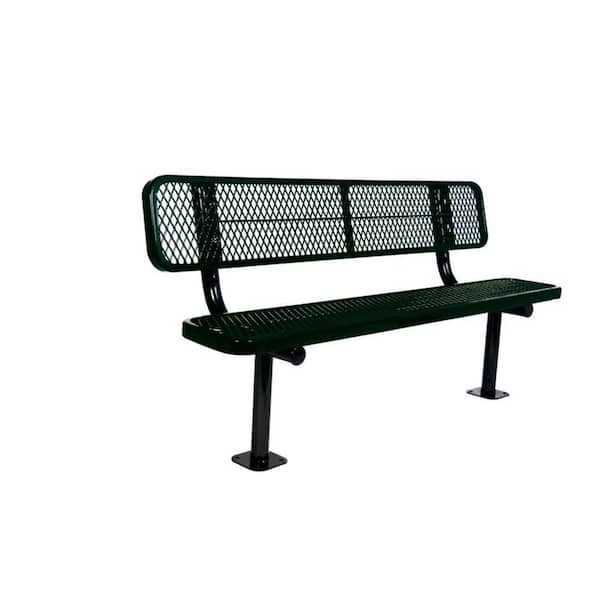 6 ft. Diamond Black Commercial Park Bench with Back Surface Mount