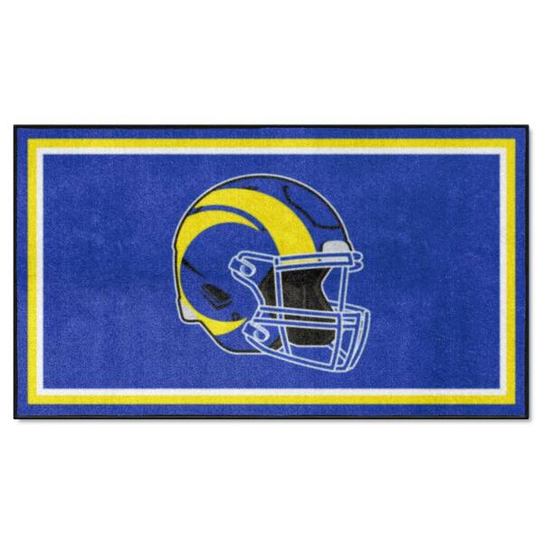 FANMATS Los Angeles Rams Blue 3 ft. x 5 ft. Plush Area Rug 38295 The Home Depot