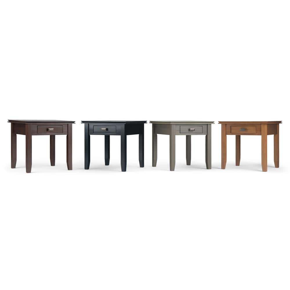 Artisan Square Black Solid Wood Side Table with Storage