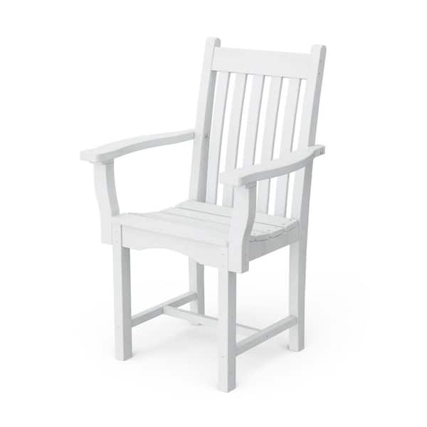 Classic White HDPE Plastic Outdoor Dining Arm Chair