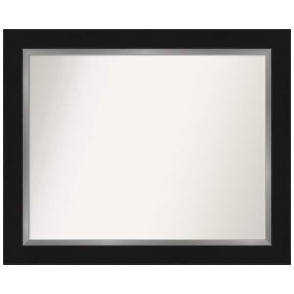 Amanti Art Eva Black Silver 33.5 in. W x 27.5 in. H Non-Beveled Bathroom Wall Mirror in Black, Silver