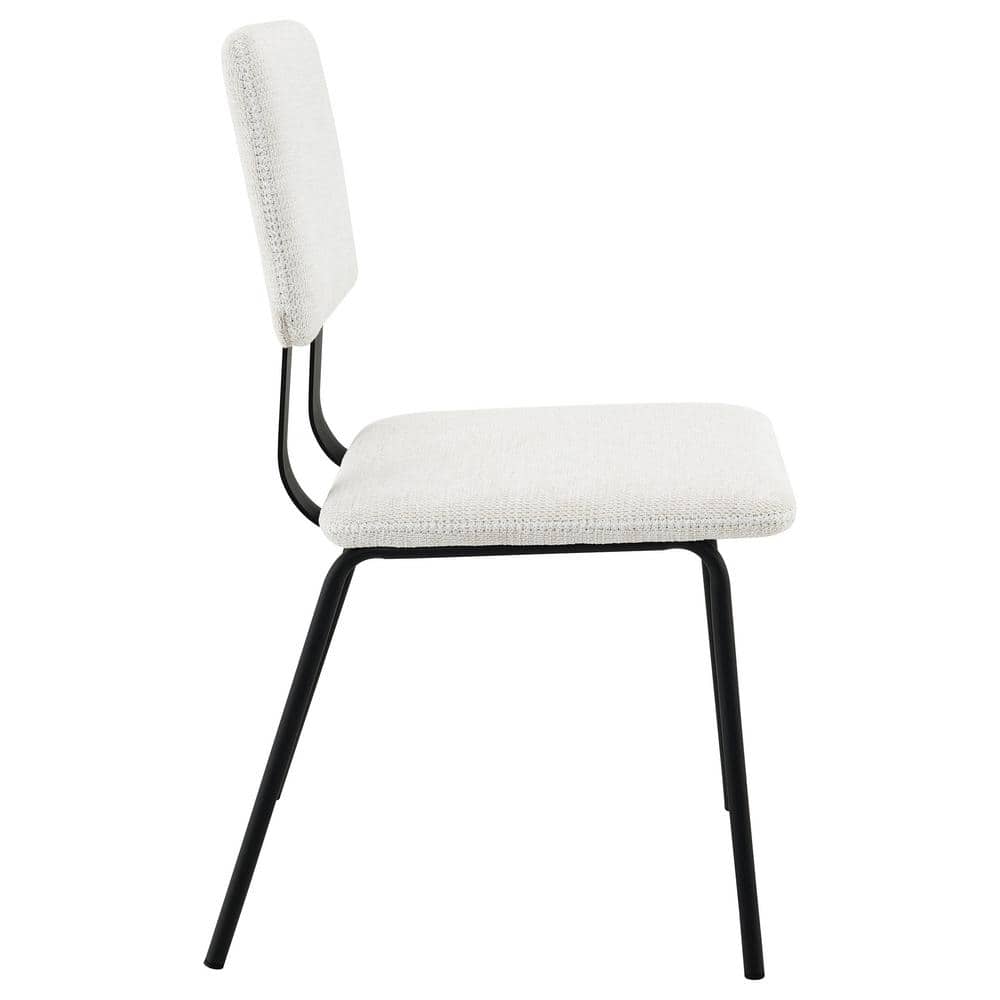 Black and White Upholstered Ladderback Side Chair Set with Metal Base