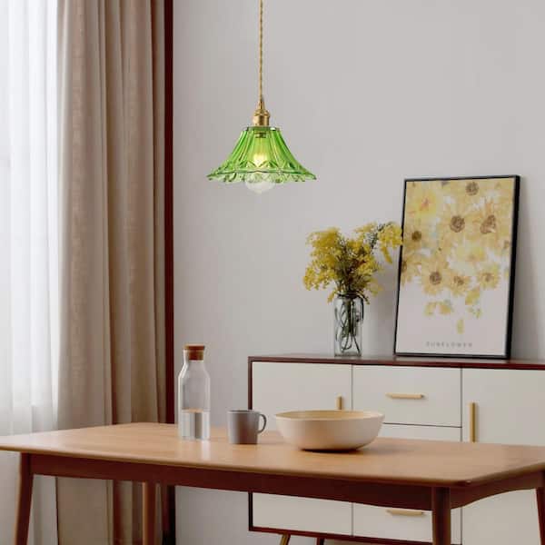 aiwen 40-Watt 9.17 in. 1-Light Vintage Green Pendant Light Kitchen