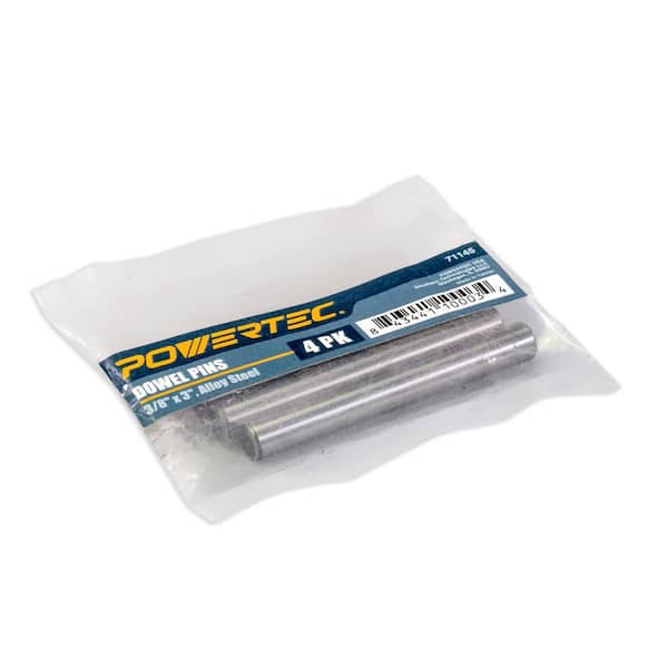 Heat Treated and Precisely Sh POWERTEC 71145 Hardened Steel Dowel Pins 3/8-Inch 