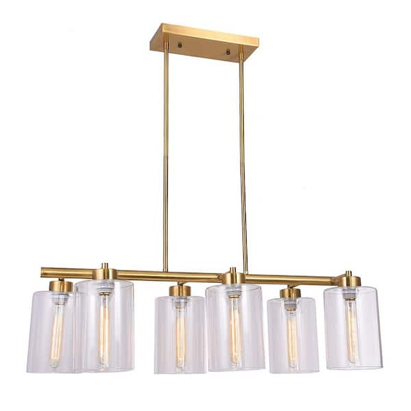 Warehouse of Tiffany Abose 6-Light Brushed Brass Chandelier