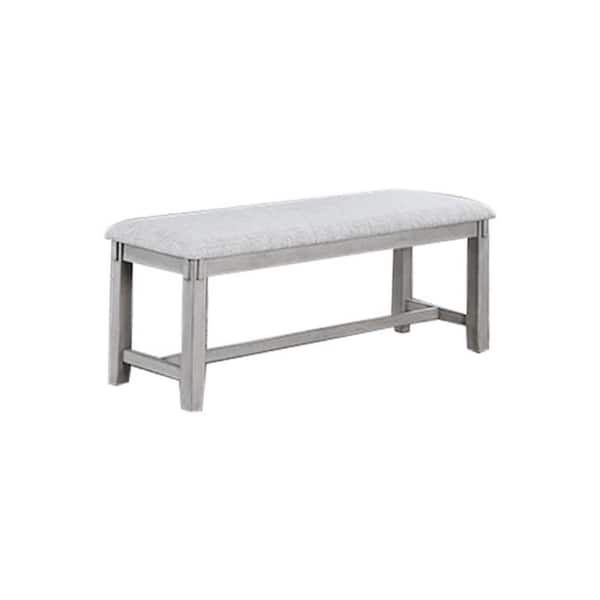 Benjara Gray 50 in. Backless Bedroom Bench with Cushioned Seat