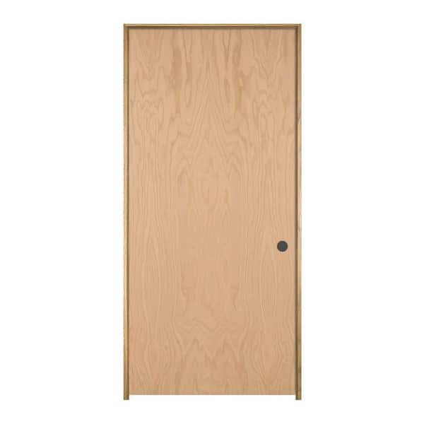 JELD WEN 24 In X 80 In Oak Unfinished Left Hand Flush Wood Single   Unfinished Jeld Wen Single Prehung Doors 947825 64 600 