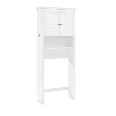 VERYKE Matte White Bathroom Storage Cabinet Organizer Bathroom Shelf  Over-The-Toilet with 3 Shelves and 2 Doors YB-W37040332 - The Home Depot