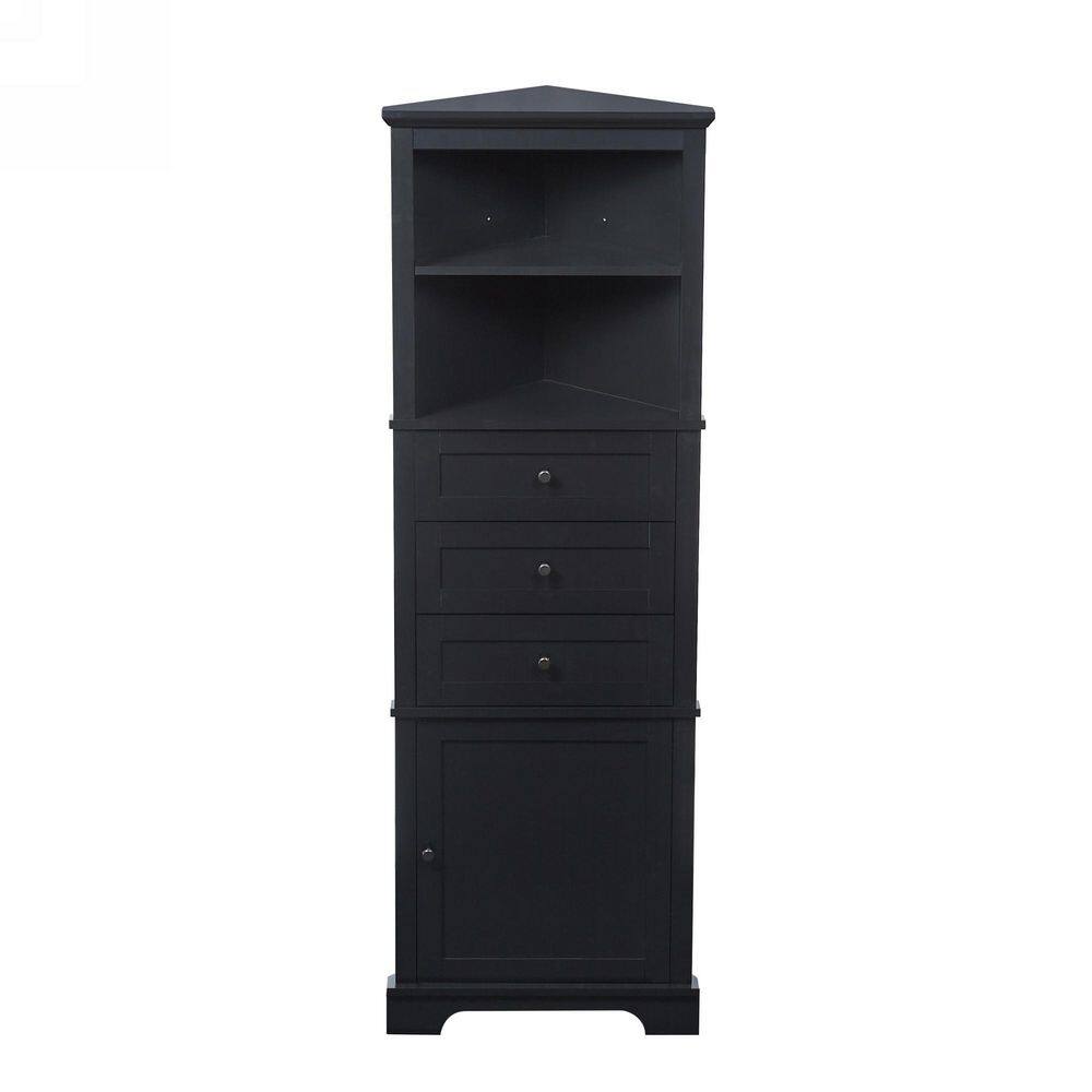BAYA 23 in. W x 13.5 in. D x 69 in. H Black Wooden Storage Linen Cabinet for Bathroom price history on PriceWatchPro