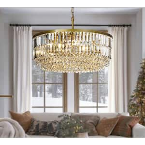 5 Lights 24" Modern Glam Soft Gold Round Chandelier With Clear Crystal