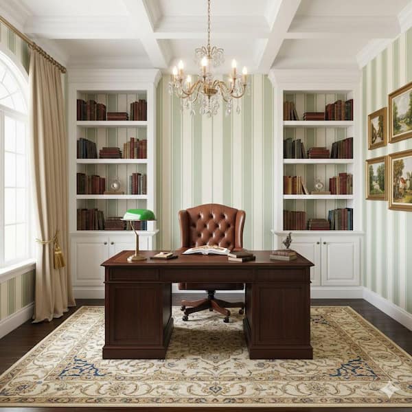 The Classic Italian Collection Green Classic Stripe Matte Finish Vinyl on Non-Woven Non-Pasted Wallpaper Sample