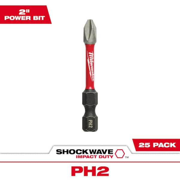 Milwaukee SHOCKWAVE 2 in. Power Bit Phillips #2 (25-Pack)