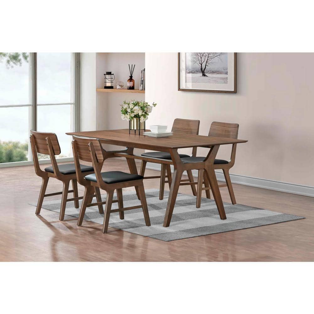 New Classic Furniture Thea 5-piece Rectangular Brown/Black Wood Top Dining Table Set with 4 Chairs