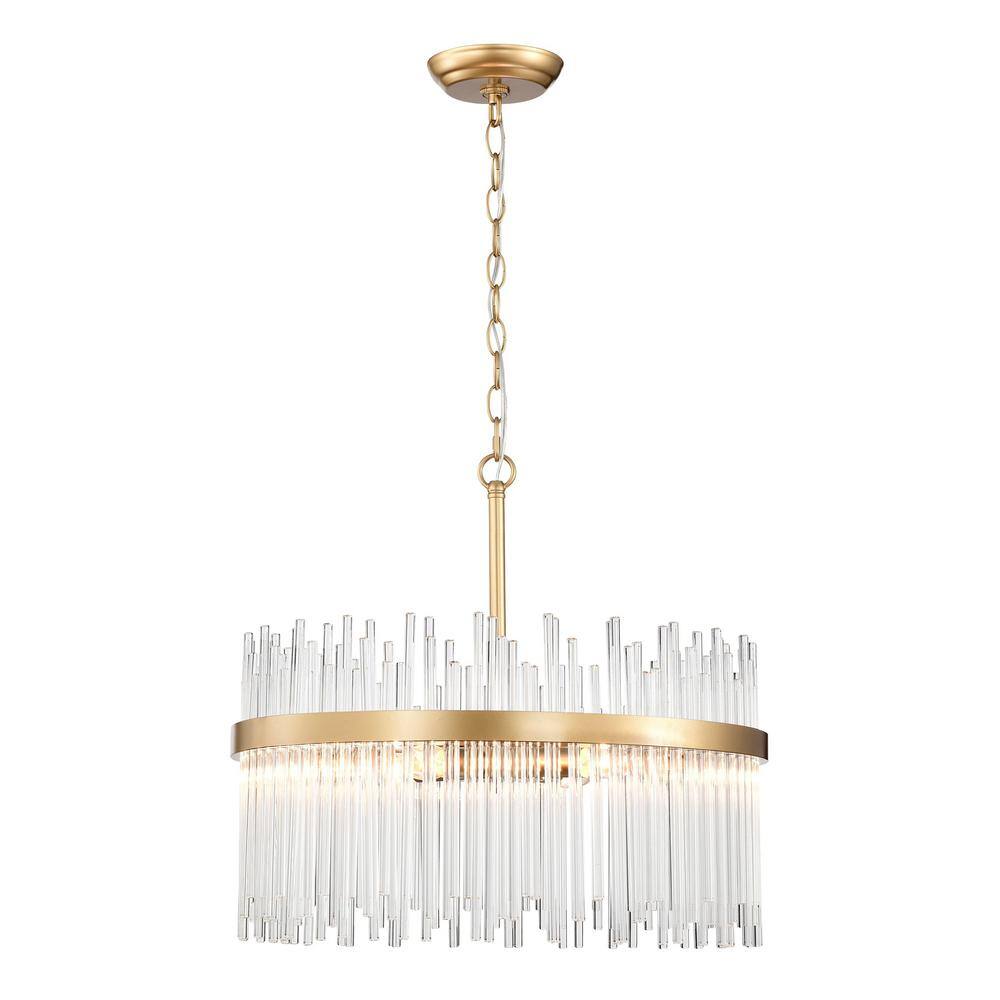 Casandra 5-Light Shiny Bronze Chandelier with Clear Crystal Bars