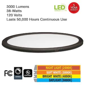 32 in. Low Profile Oval Oil Rubbed Bronze Color Selectable LED Flush Mount Ceiling Light w/ Night Light Feature