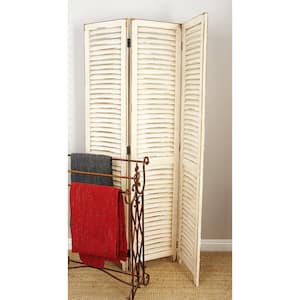 6 ft. Cream 3 Panel Hinged Foldable Partition Room Divider Screen with Horizontal Slats