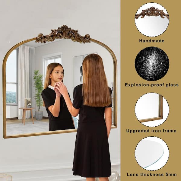 Sxiawe 35.8 in. W x 29.1 in. H Ornate Baroque Antique Brass