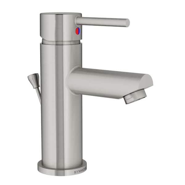 Symmons Modern Single Hole Single-Handle Bathroom Faucet with Drain Assembly in Brushed Nickel