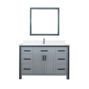 Ziva 48 in W x 22 in D Dark Grey Bath Vanity, Cultured Marble Top, Faucet Set and 34 in Mirror