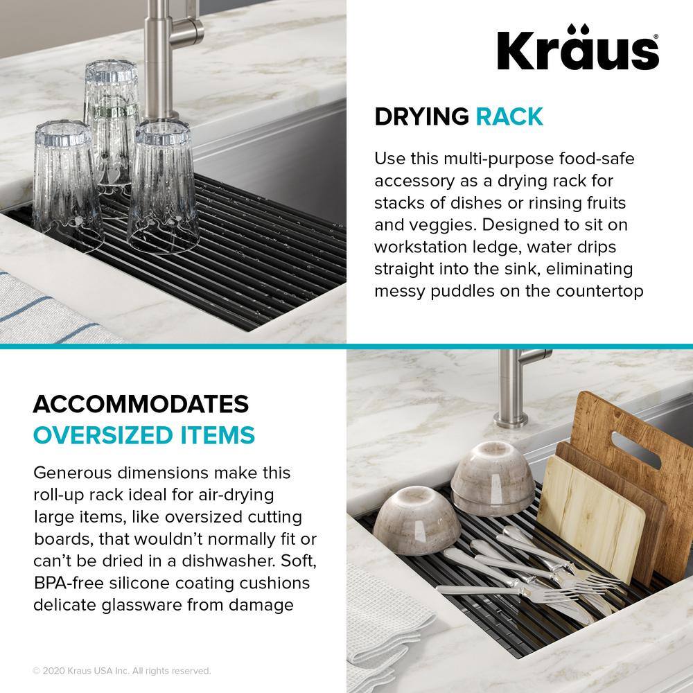 Light Grey Foldable Stainless Steel Roll-Up Dish Drying Rack