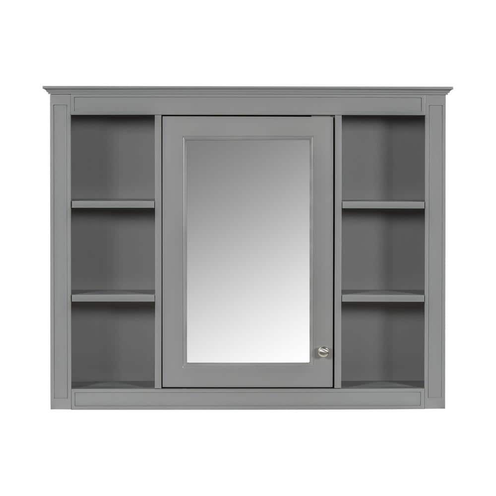 35.03 in. W x 27.5 in. H Rectangular MDF Medicine Cabinet with Mirror and O