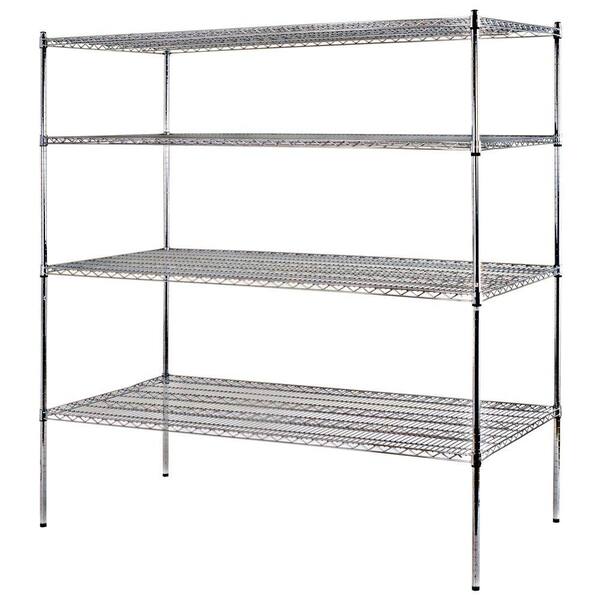 Sandusky Chrome 4-Tier Heavy Duty Steel Garage Storage Shelving (72 in. W x 74 in. H x 36 in. D)